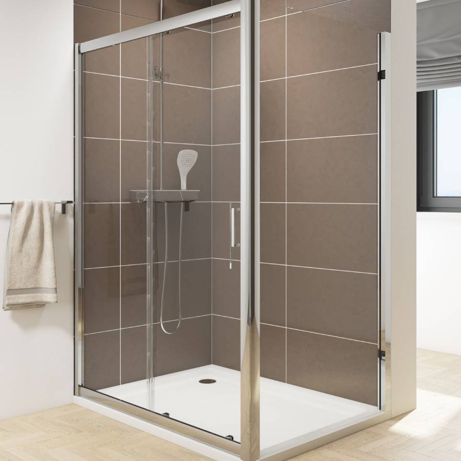 CHROME KONCEPT SLIDING SHOWER DOOR AVAILABLE IN SIX DIFFERENT SIZES