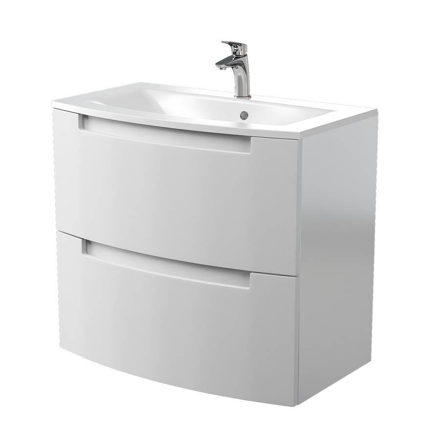 Cassellie Henley 800mm Gloss White Wall Mounted Vanity Unit-1