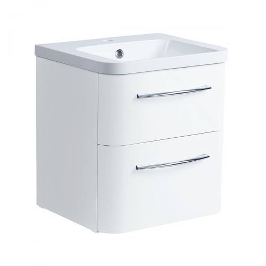 Roper Rhodes System 500mm Gloss White Wall Mounted Basin Unit with Double Drawer