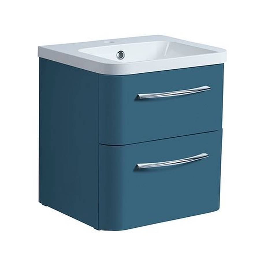 Roper Rhodes System 500mm Derwent Blue Wall Mounted Basin Unit with Double Drawer