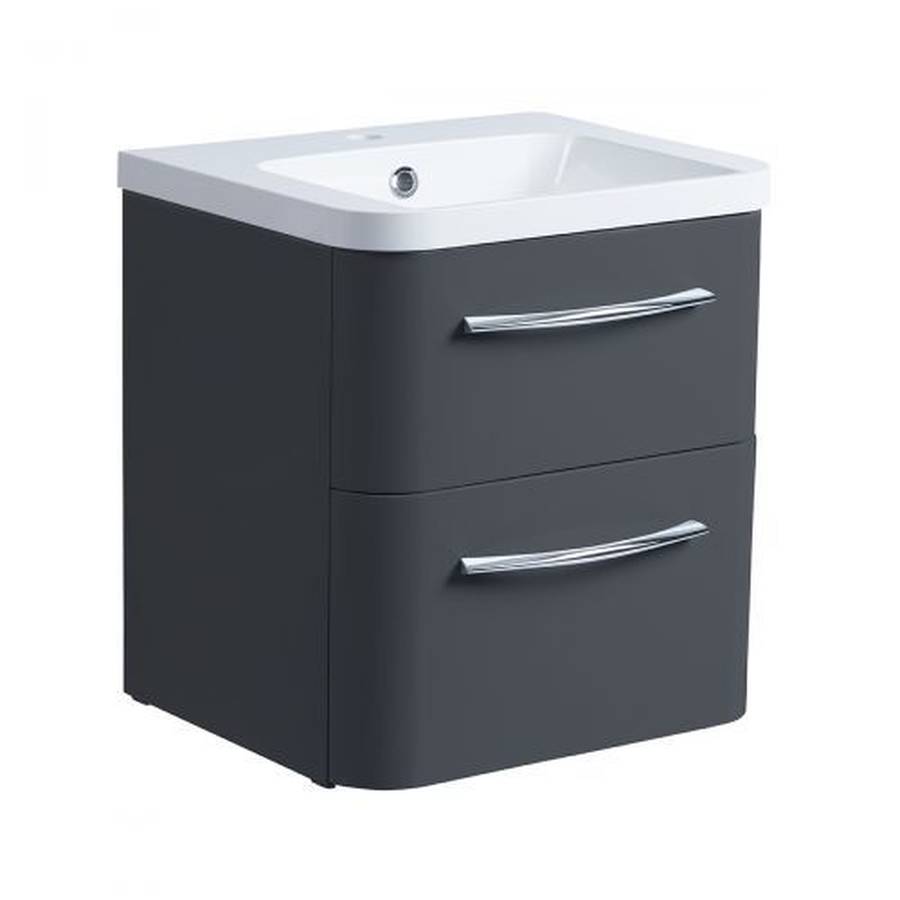 Roper Rhodes System 500mm Gloss Dark Clay Wall Mounted Basin Unit with Double Drawer