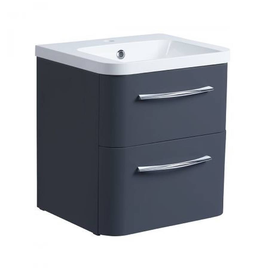 Roper Rhodes System 500mm Matt Carbon Wall Mounted Basin Unit with Double Drawer