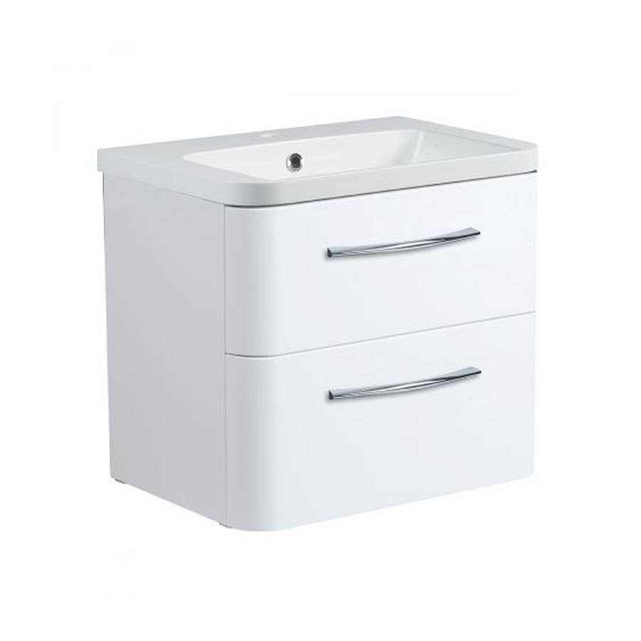Roper Rhodes System 600mm Gloss White Wall Mounted Basin Unit with Double Drawer