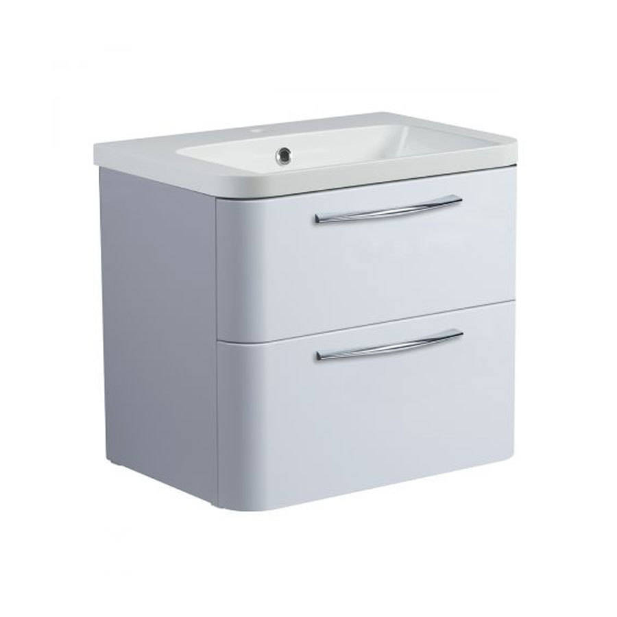 Roper Rhodes System 600mm Gloss Light Grey Wall Mounted Basin Unit with Double Drawer
