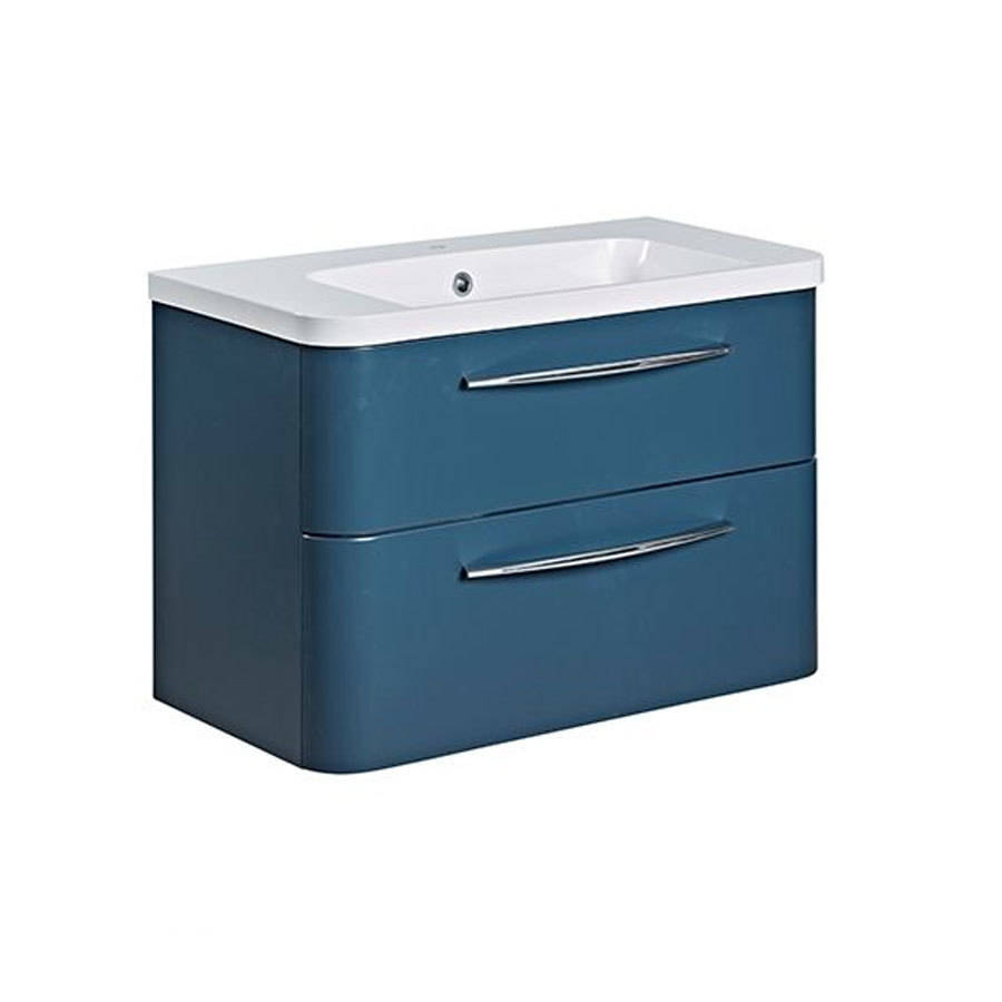 Roper Rhodes System 800mm Derwent Blue Wall Mounted Basin Unit with Double Drawer