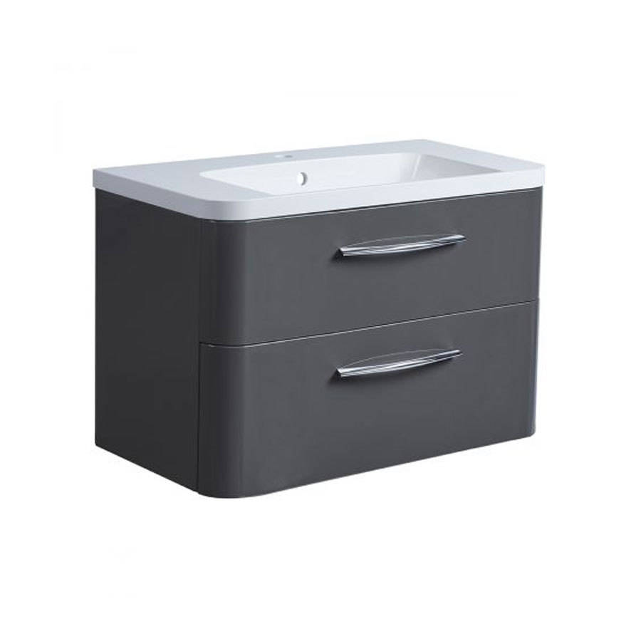 Roper Rhodes System 800mm Gloss Dark Clay Wall Mounted Basin Unit with Double Drawer