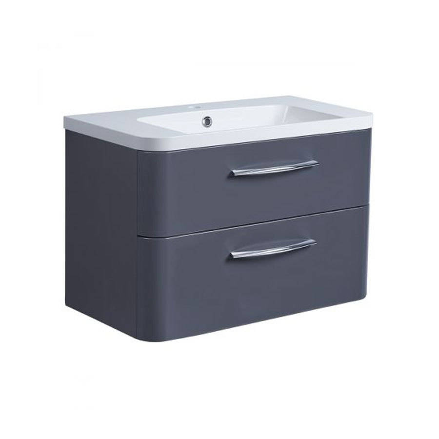 Roper Rhodes System 800mm Matt Carbon Wall Mounted Basin Unit with Double Drawer