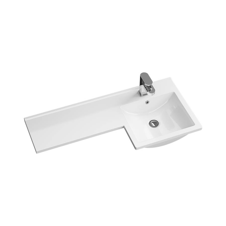 Cassellie Maze Compact L Shaped 900mm Gloss White Combination Unit with RH Thin Edge Polymarble Basin-2