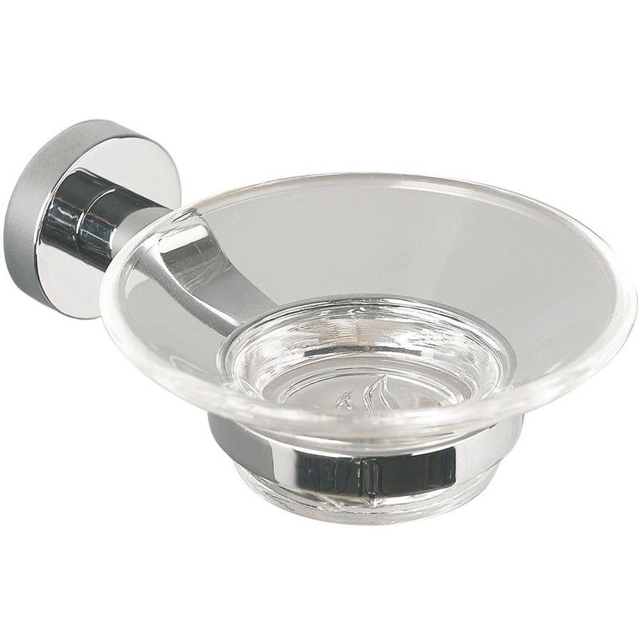 Miller Bond Clear Glass Soap Dish and Chrome Holder