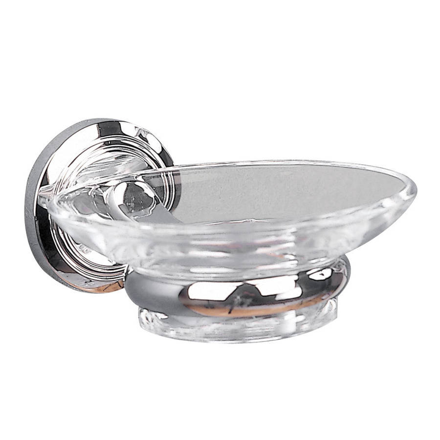 Miller Oslo Clear Glass Soap Dish and Chrome Holder