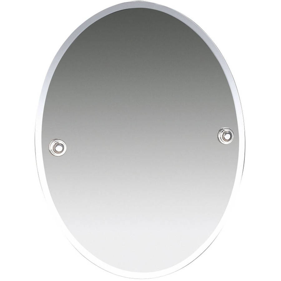 Miller Oslo 400 x 505mm Nickel Oval Mirror with Frosted Bevelled Edge