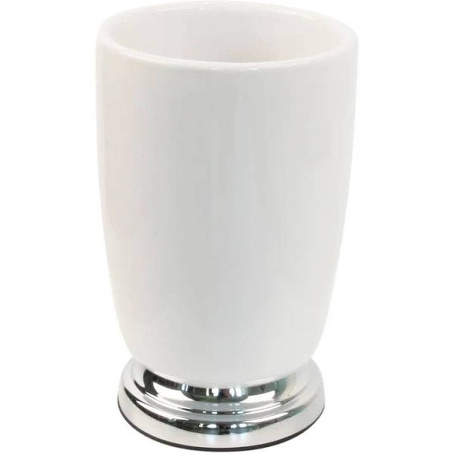 Miller Classic Freestanding Ceramic Tumbler - White & Chrome