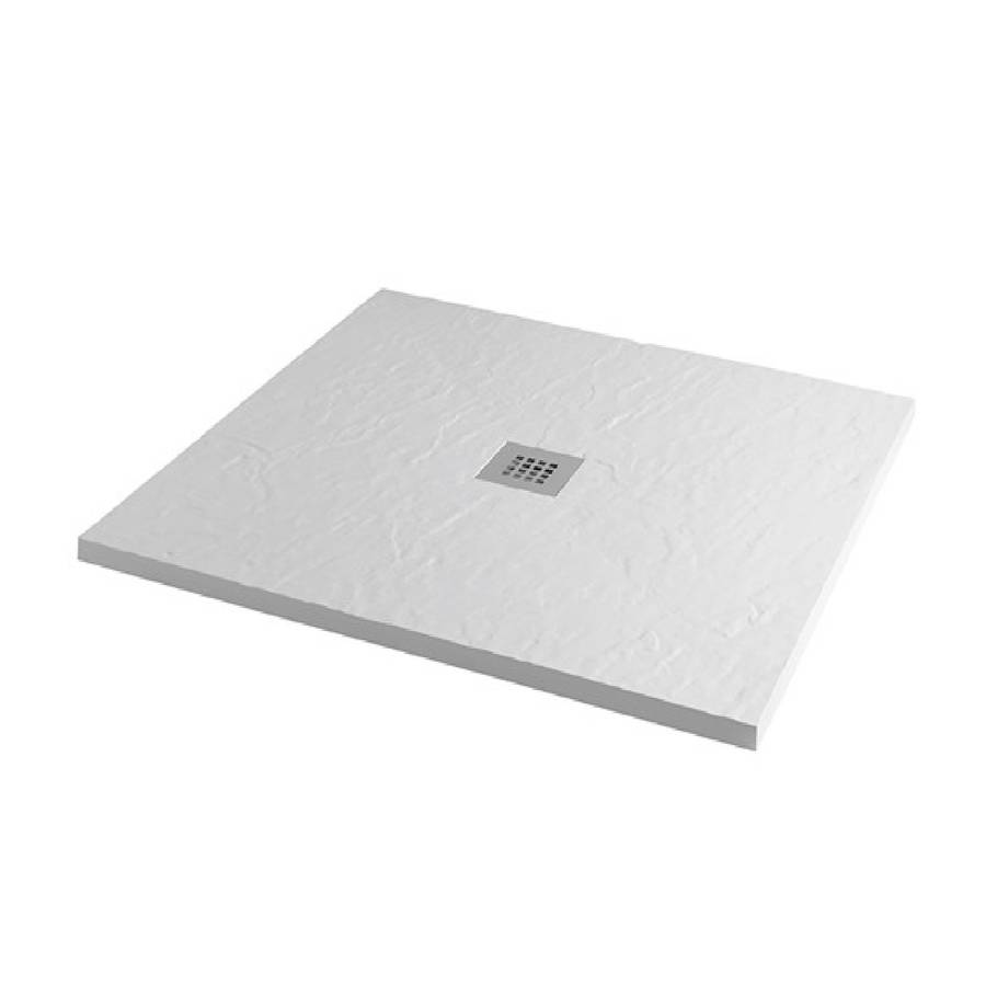 MX Minerals 1000 x 1000mm Ice White Slate Effect Square Shower Tray