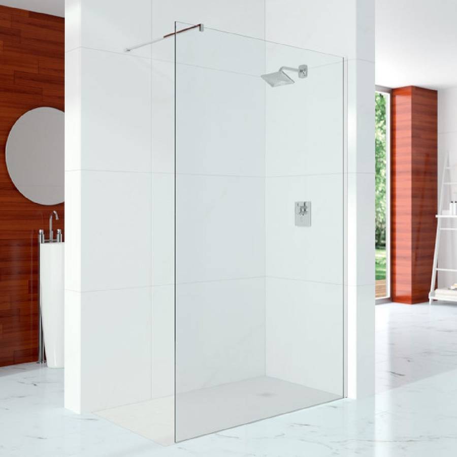 Merlyn 10 Series 700mm Showerwall Wetroom Panel with Straight Stabilising Bar