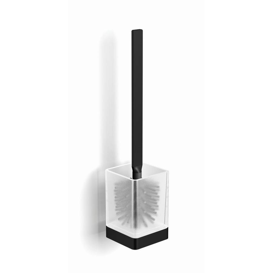 HiB Atto Black Wall Mounted Toilet Brush and Holder