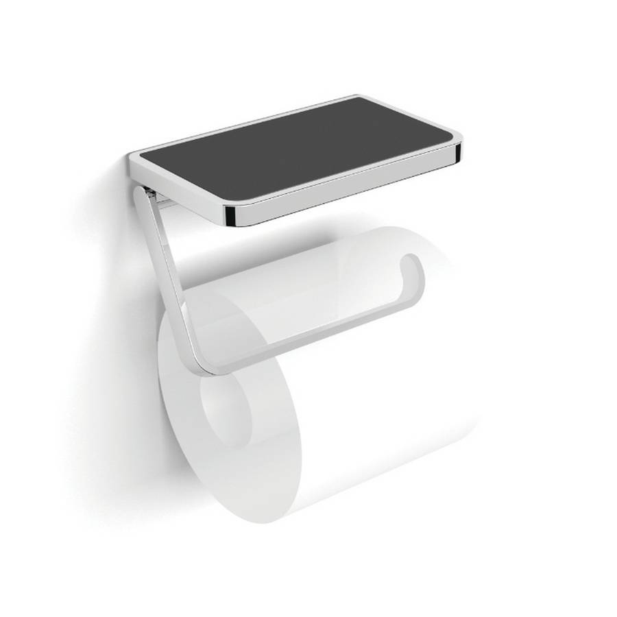HiB Nano Chrome Toilet Roll Holder with Shelf