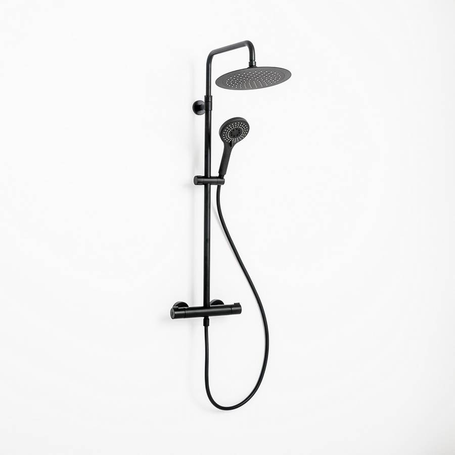 Essential Clever Urban Black Ext Thermostatic Shower
