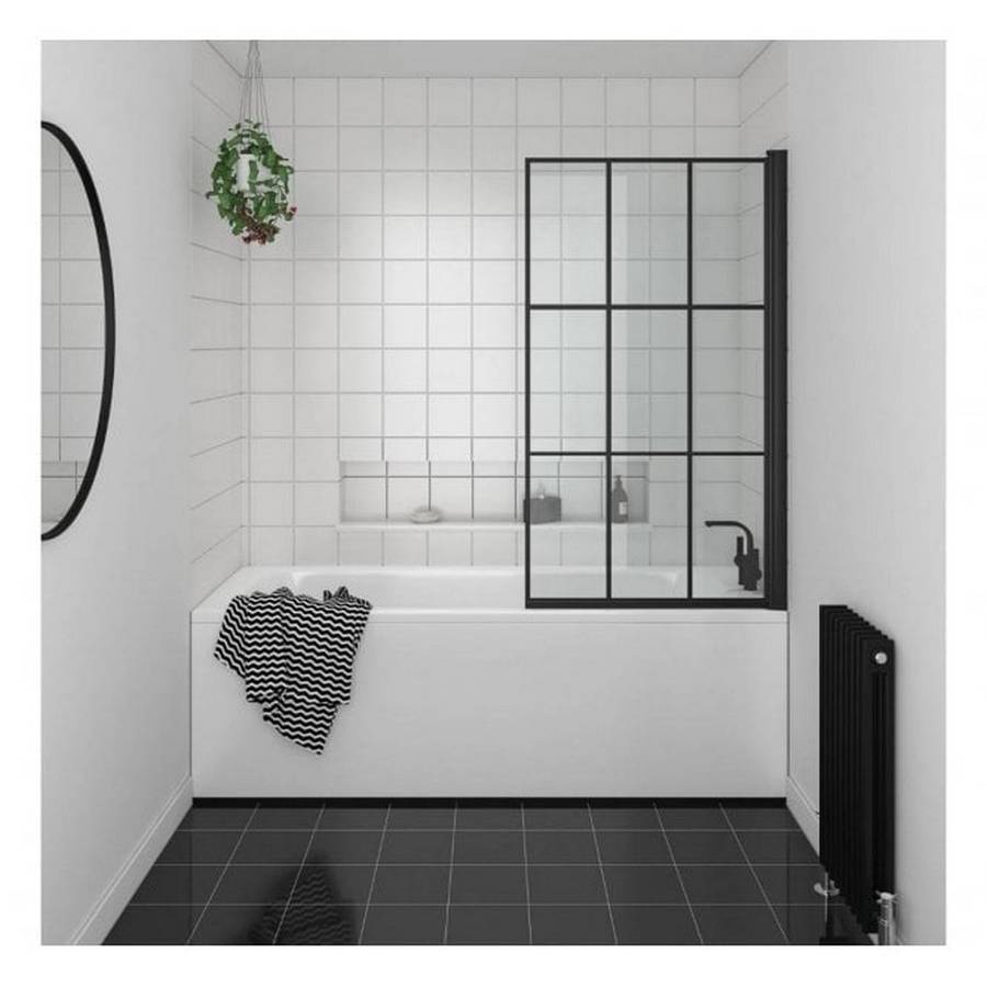 Essential Designer 1400 x 800mm Black Matrix Bath Screen