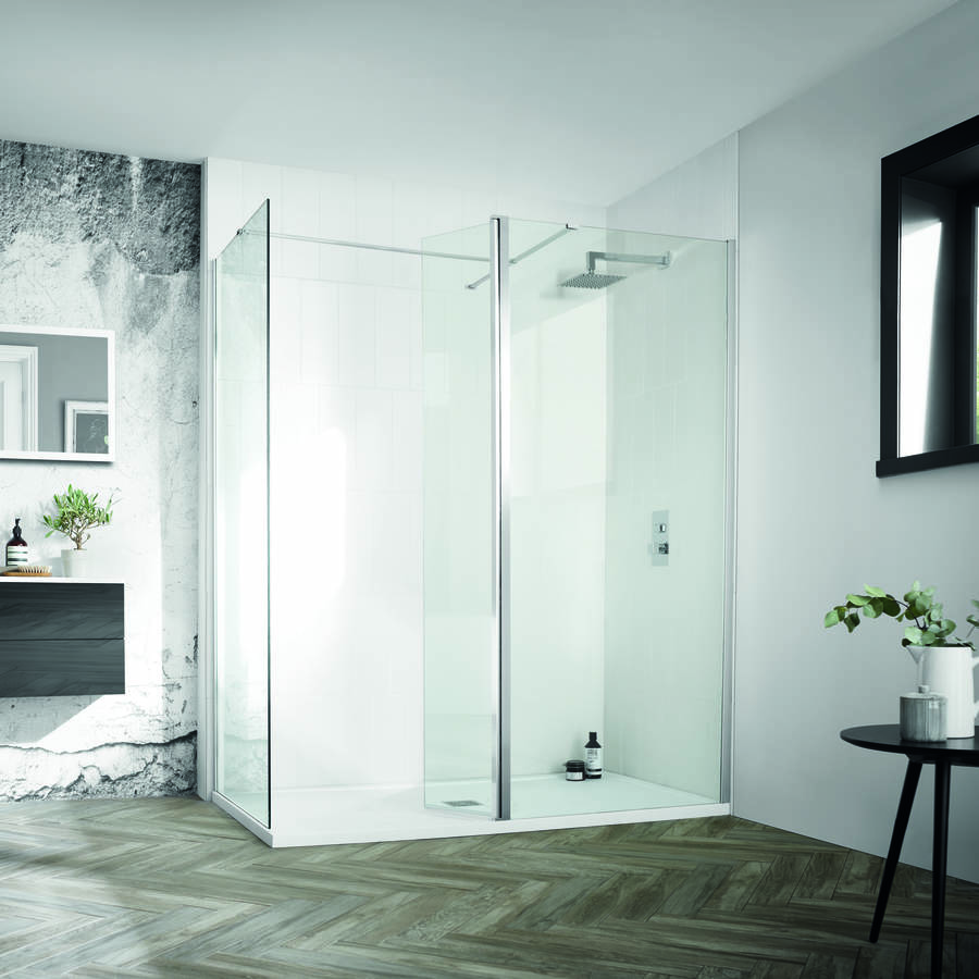 Aquadart Wetroom 8 Silver 500mm Clear Glass Wetroom Panel