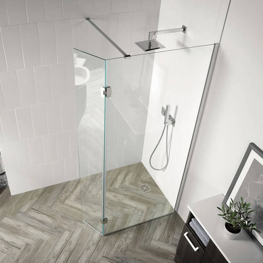Aquadart Wetroom 8 Silver 900mm Wetroom & Hinged Return Panel