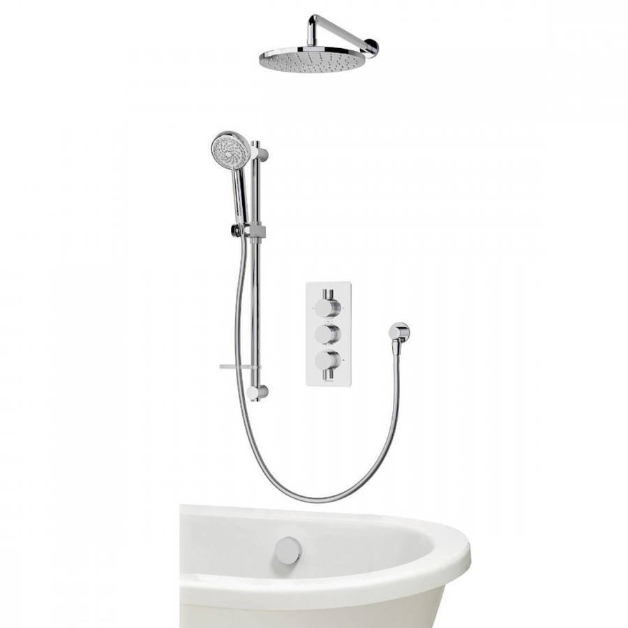 Aqualisa Dream Mixer Shower Round Triple Outlet with Adjustable and Fixed Head Plus Bath Fill