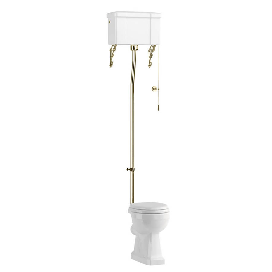 Burlington Standard High Level WC with 520 Dual Flush Cistern in Gold