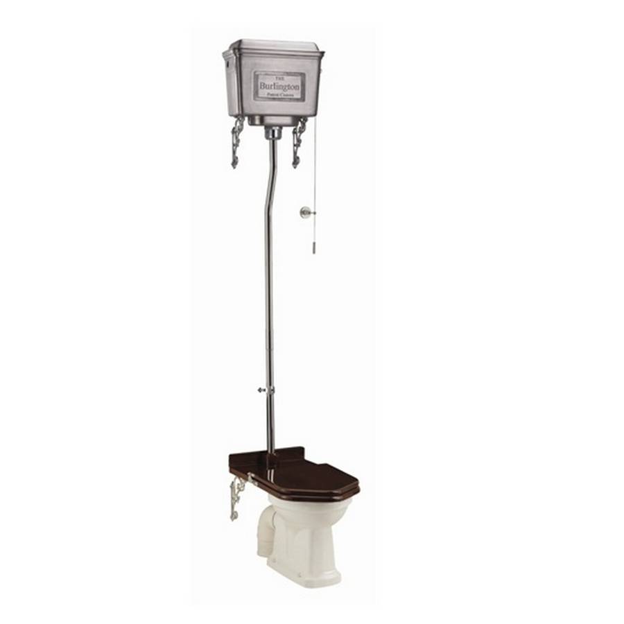 Burlington Standard High Level WC with Dual Flush Brushed Aluminium Cistern