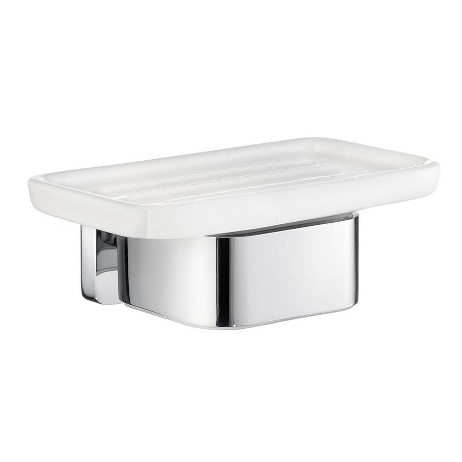 Smedbo Ice Polished Chrome Holder with Porcelain Soap Dish