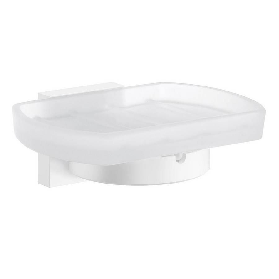Smedbo House White Holder with Frosted Glass Soap Dish