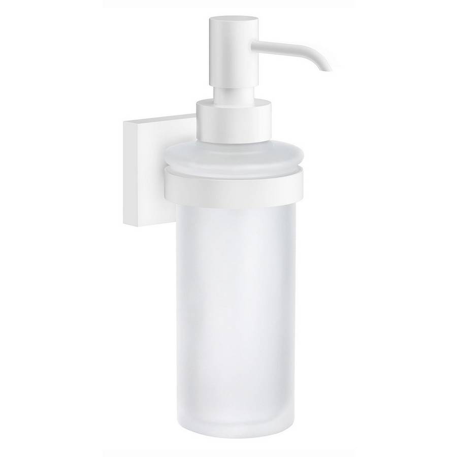 Smedbo House White Holder with Frosted Glass Soap Dispenser