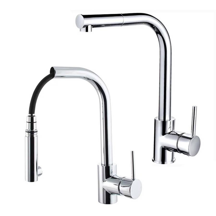WS-Cassellie Modern Single Lever Mono Kitchen Sink Mixer Tap with Pull Out Spray-1