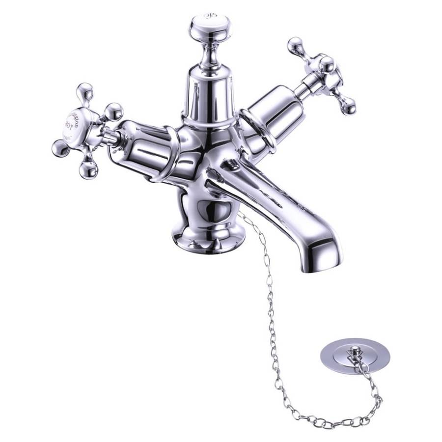 Burlington Claremont Chrome Traditional Basin Mixer with Plug and Chain Waste