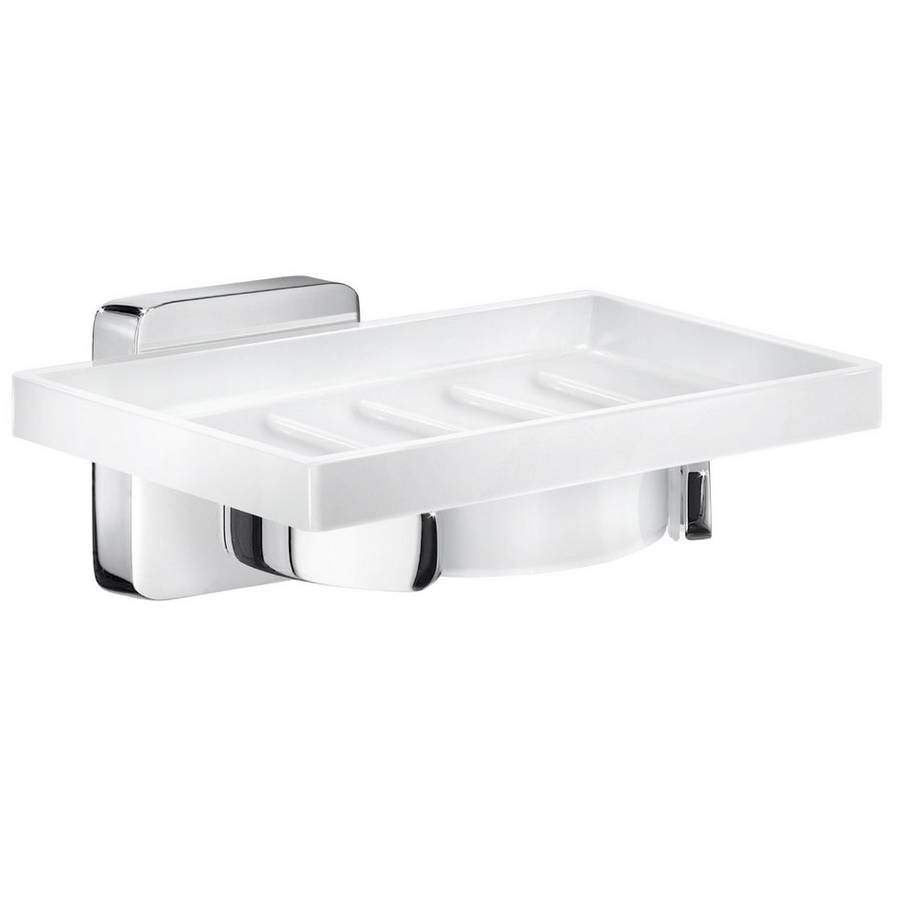 Smedbo Ice Polished Holder with Porcelain Soap Dish in Chrome