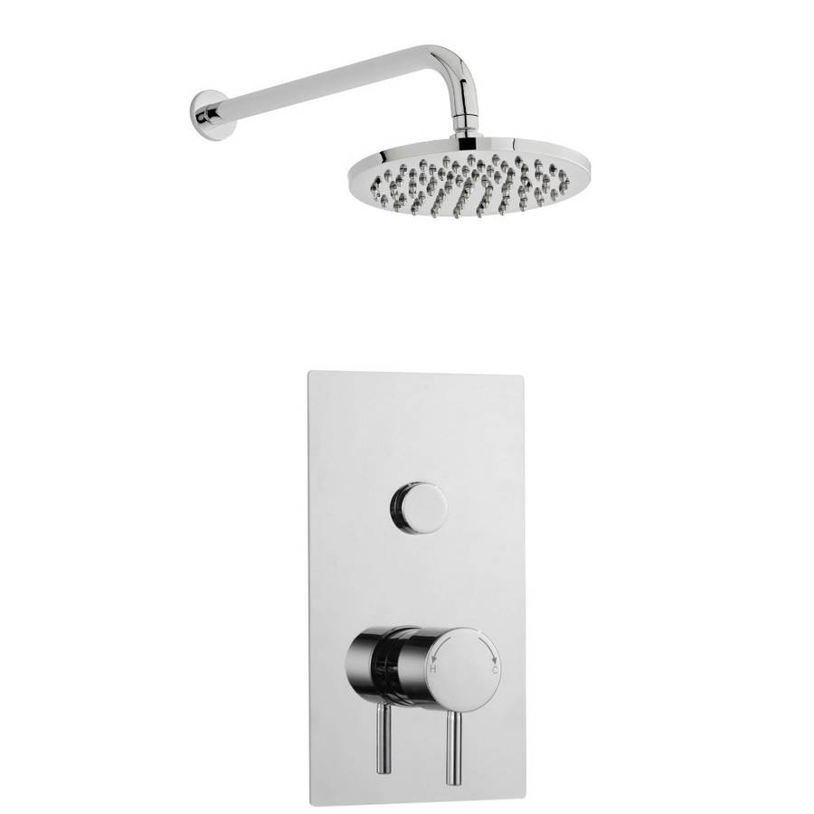 Kartell Plan Single Round Push Button Thermostatic Concealed Shower Valve with Fixed Overhead Drencher