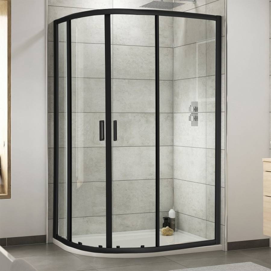 Nuie Rene 1000 x 800mm Black Framed Offset Quadrant Shower Enclosure