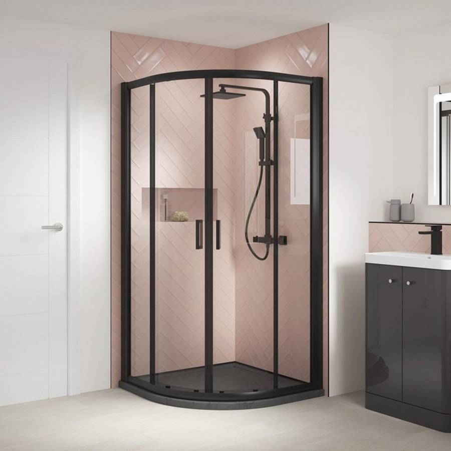 Nuie Rene 900mm Black Framed Quadrant Shower Enclosure