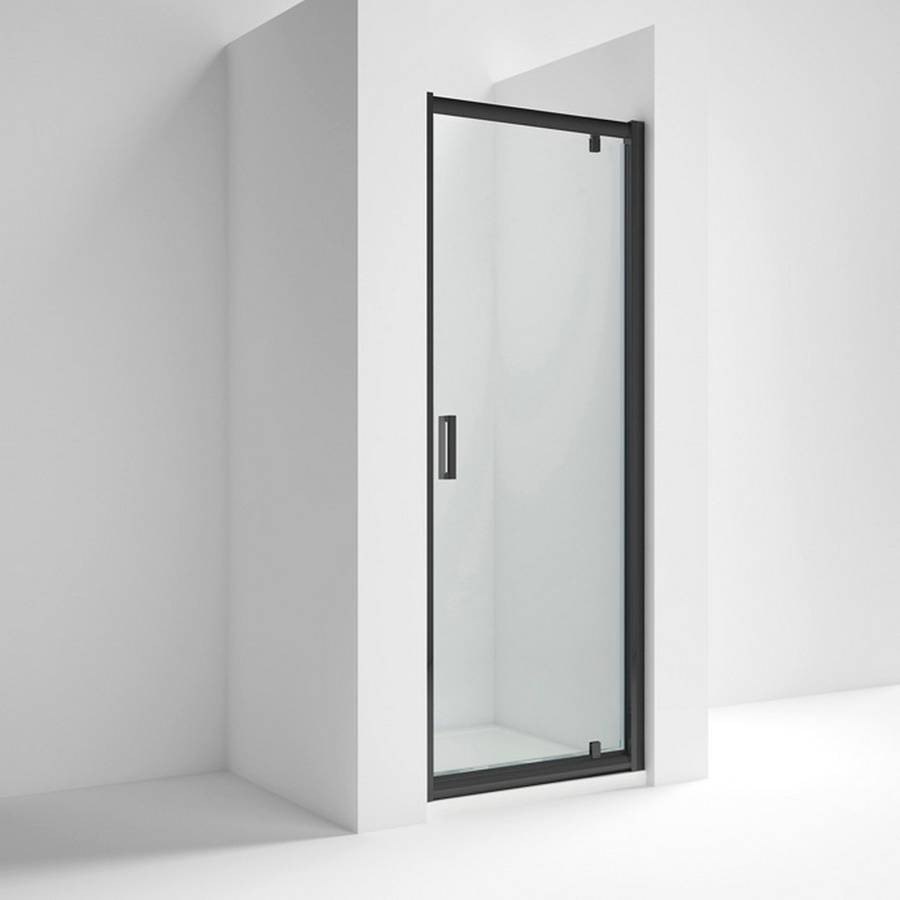 Nuie Rene 800mm Black Framed Pivot Shower Door