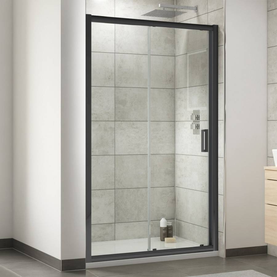 Nuie Rene 1000mm Black Framed Single Sliding Shower Door