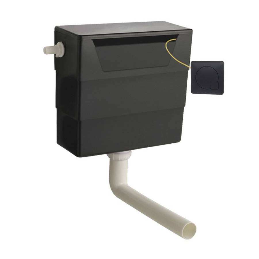 Nuie Concealed Dual Flush Cistern with Black Flush Button