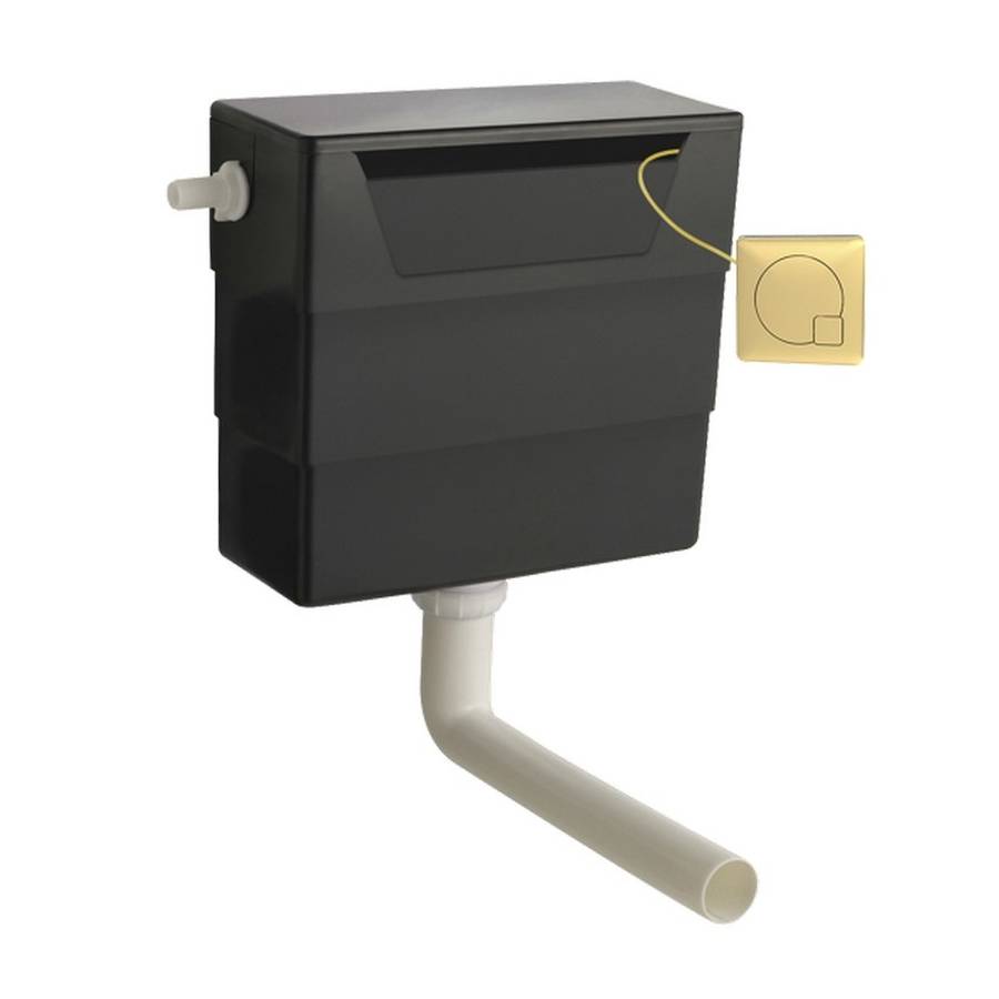 Nuie Concealed Dual Flush Cistern with Brushed Brass Flush Button