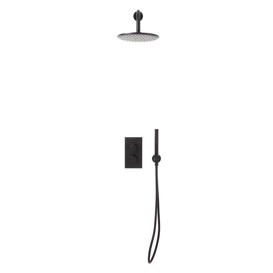 Scudo Core Black Concealed Shower Set with Fixed Head and Handset
