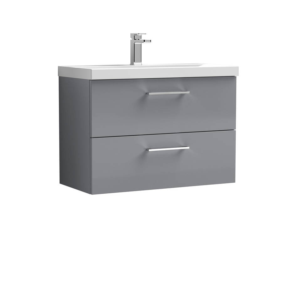 Nuie Arno Grey 800mm Wall Hung 2 Drawer Vanity Unit