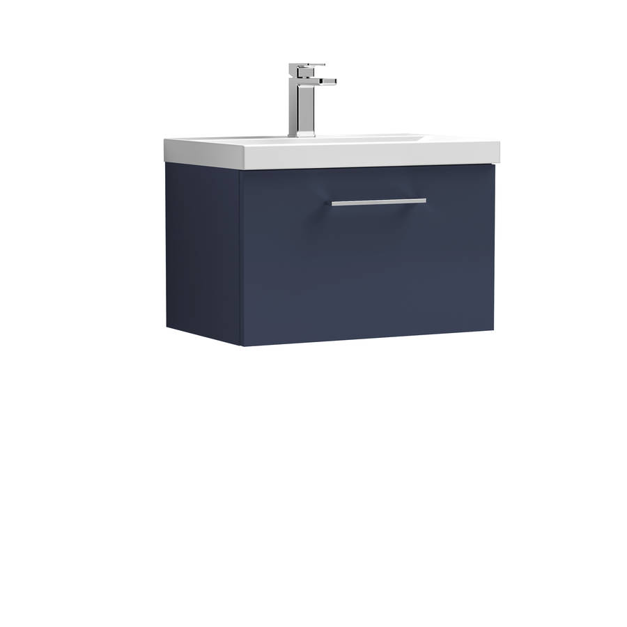 Nuie Arno Blue 600mm Wall Hung 1 Drawer Vanity Unit