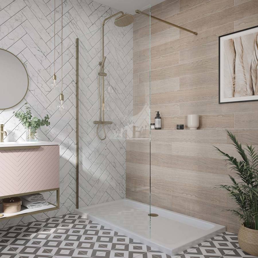 Scudo S8 Brushed Brass 760mm Wetroom Panel