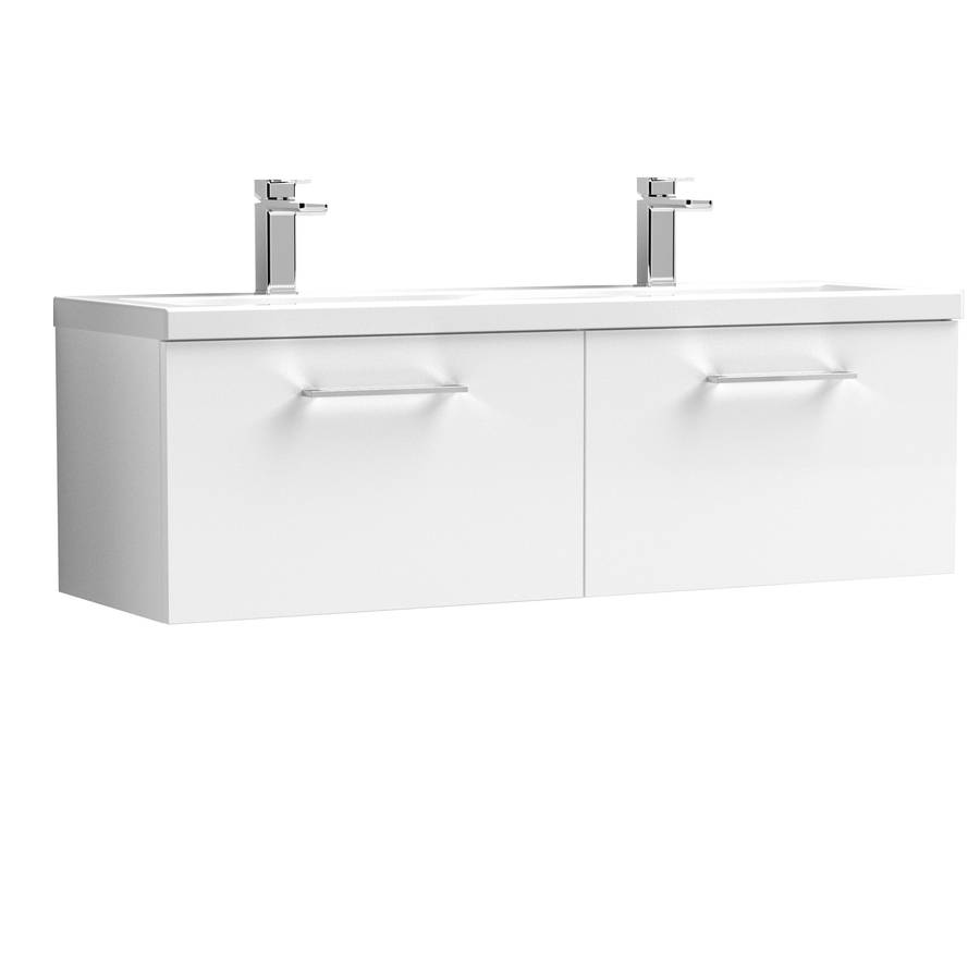Nuie Arno White 1200mm Wall Hung 2 Drawer Vanity Unit