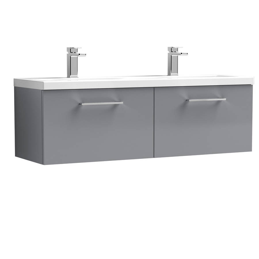 Nuie Arno Grey 1200mm Wall Hung 2 Drawer Vanity Unit