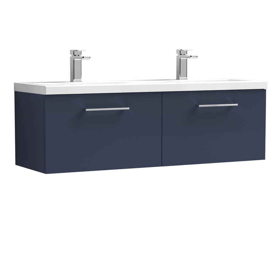 Nuie Arno Blue 1200mm Wall Hung 2 Drawer Vanity Unit