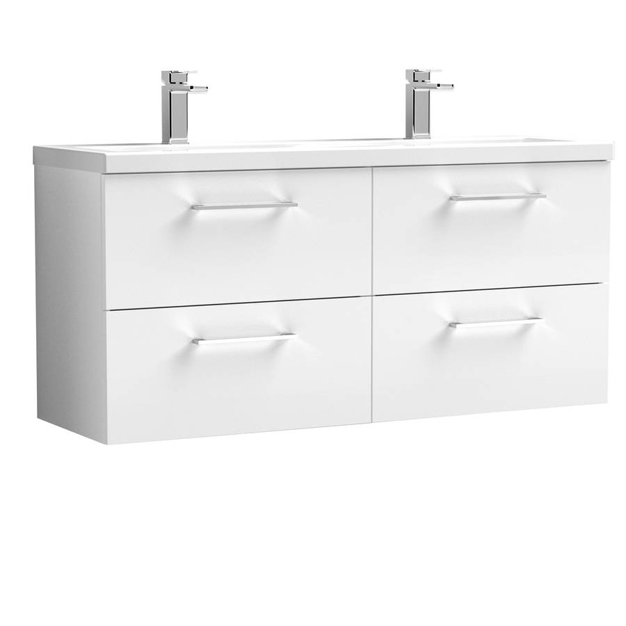 Nuie Arno White 1200mm Wall Hung 4 Drawer Vanity Unit