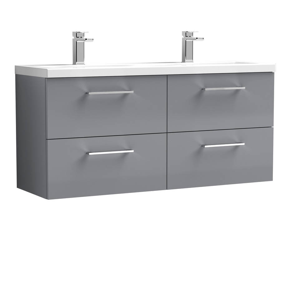 Nuie Arno Grey 1200mm Wall Hung 4 Drawer Vanity Unit