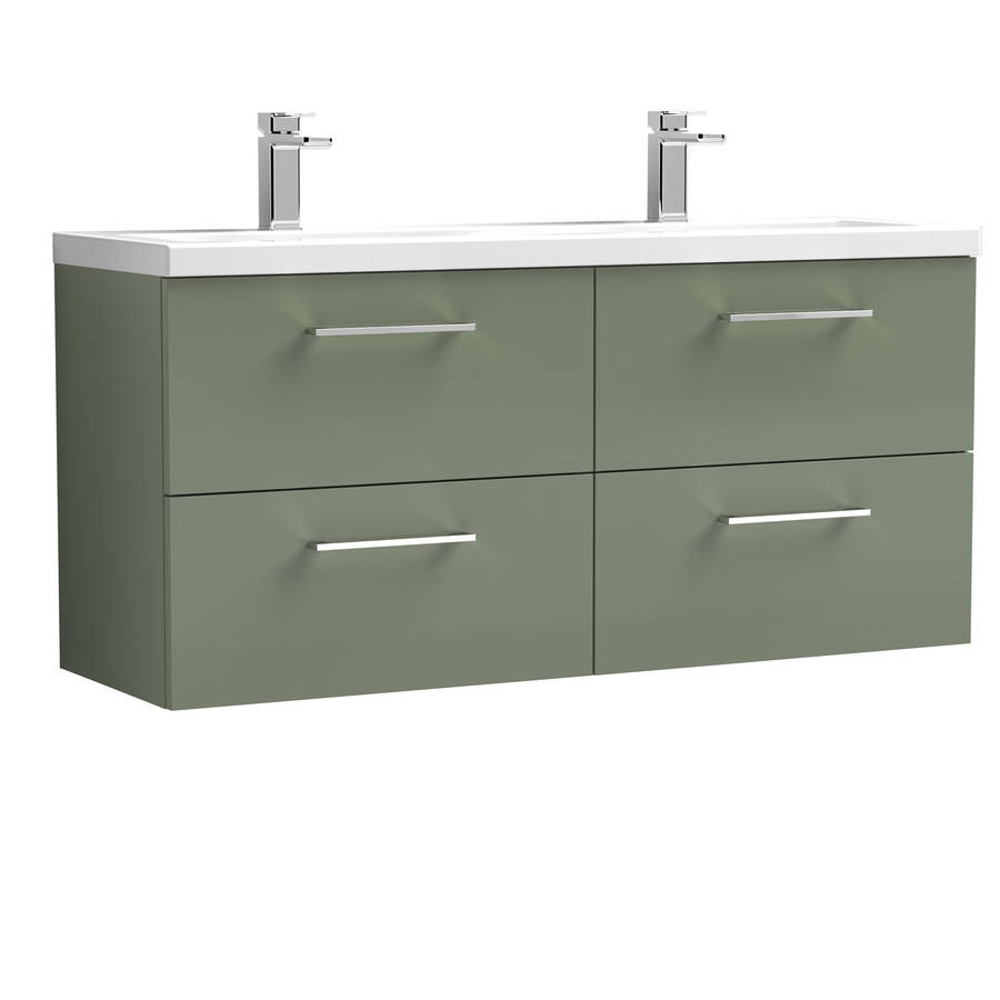 Nuie Arno Green 1200mm Wall Hung 4 Drawer Vanity Unit